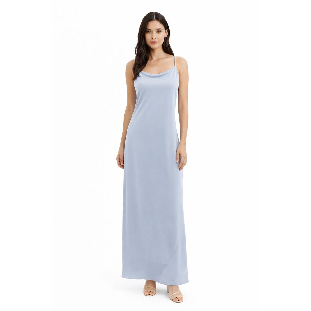 Vintage 90s Women's 9/10 Lavendar Blue Slip Maxi Dress Cowl Neck USA